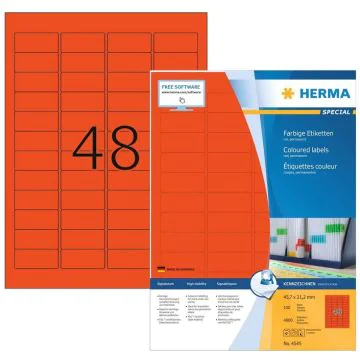 Étiquettes adhésives - 45,7 x 21,2 mm - Rouge : HERMA Lot de 4800 image