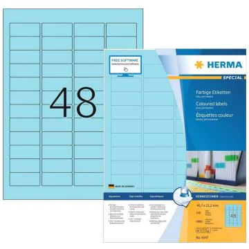 Étiquettes adhésives - 45,7 x 21,2 mm - Bleu : HERMA Lot de 4800 image