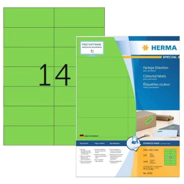 Étiquettes adhésives - 105 x 42,3 mm - Vert : HERMA Lot de 1400 image