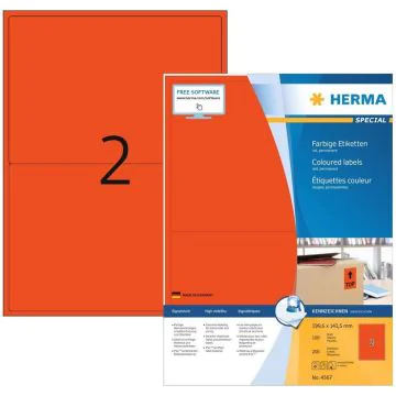 Étiquettes adhésives - 199,6 x 143,5 mm - Rouge : HERMA Lot de 200 image