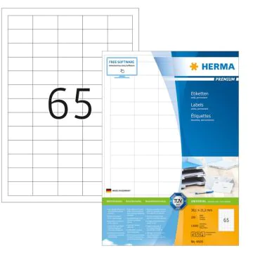Étiquettes adhésives blanches Premium - 38,1 x 21,2 mm : HERMA Lot de 13000 exemple 