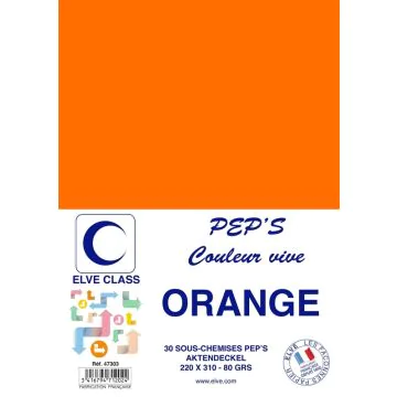 Sous-Chemise pour dossier A4 - Orange ELVE Pep's Lot de 30