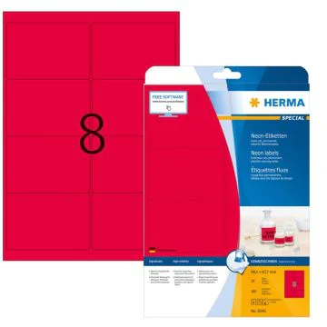 Étiquettes adhésives - Rouge fluorescent - 99,1 x 67,7 mm HERMA 5046