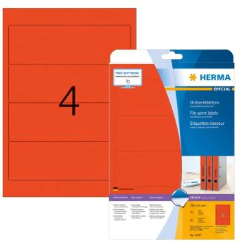 Etiquettes pour dos de classeur - 61 x 192 mm - Rouge : HERMA 5097