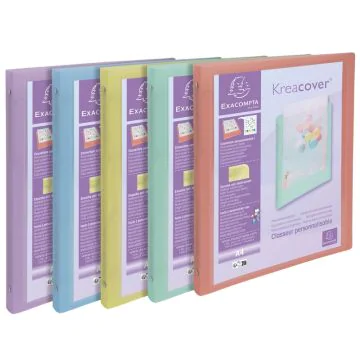 Classeur Souple Personnalisable - 4 anneaux de 15 mm - Assortiment Pastel : EXACOMPTA image