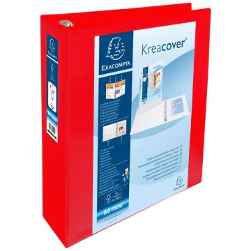EXACOMPTA 51845RE : Classeurs personnalisables avec 3 pochettes - Rouge - Dos de 86 mm