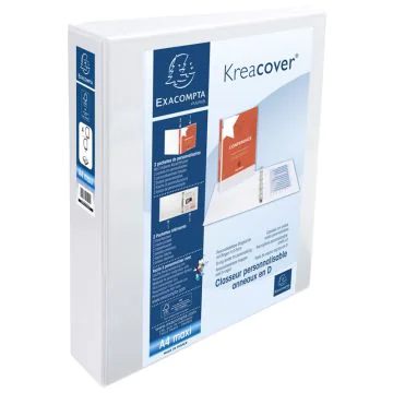 Classeur Personnalisable à 2 Pochettes - Blanc - 4 anneaux de 40 mm EXACOMPTA Visuel