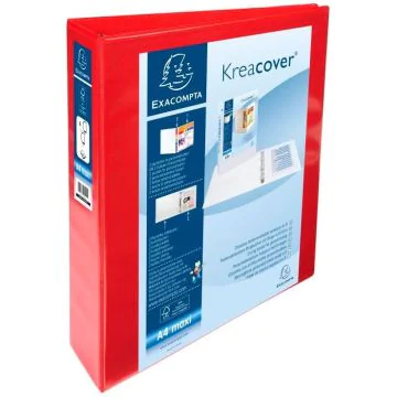 Classeur personnalisable 4 anneaux avec 2 Pochettes - Rouge -  Dos de 64 mm EXACOMPTA Image