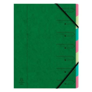 54073E EXACOMPTA : Trieur avec élastiques - 7 compartiments - Vert