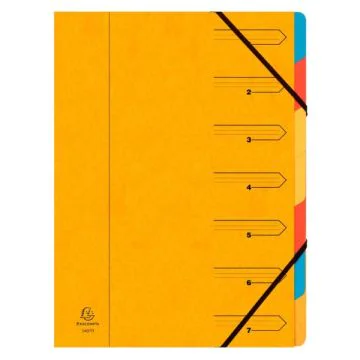 54079E EXACOMPTA : Trieur avec élastiques - 7 compartiments - Jaune