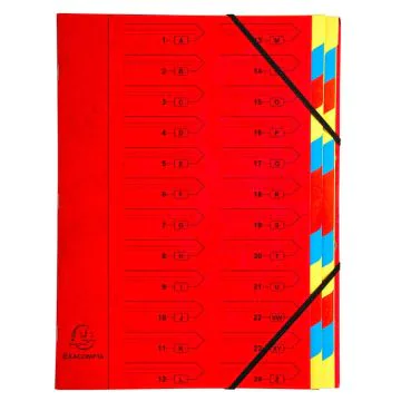 Trieur avec élastiques - 24 compartiments - Rouge EXACOMPTA