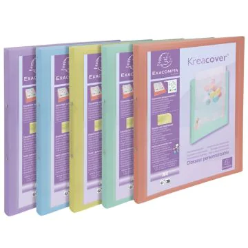 Classeur Souple Personnalisable - 2 anneaux de 15 mm - Assortiment Pastel : EXACOMPTA assort