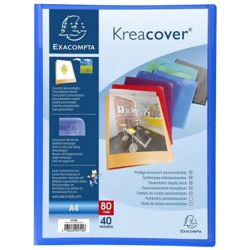 Protège-documents personnalisables de 80 vues EXACOMPTA 5740E porte-vues Bleu