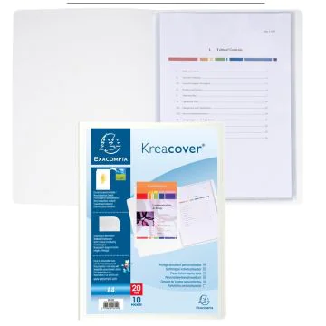 Protège-documents personnalisables de 20 vues -Blanc EXACOMPTA : 58109E porte-vues