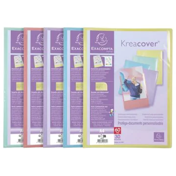 Porte-vues Souple Personnalisable - Assortiment Pastel - A4 - 60 vues : EXACOMPTA assort