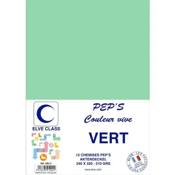 Chemise pour dossier A4 - Vert ELVE Pep's Lot de 12