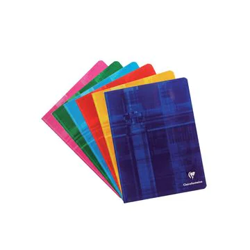 CLAIREFONTAINE 63751C : Cahier piqûre couverture pelliculée - 48 pages à grands carreaux - 170 x 220 mm