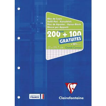 Bloc de Cours Séyès et perforé A4 - 200 pages : CLAIREFONTAINE Visuel