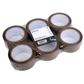 Ruban adhésif d'emballage - 50 mm x 66 m - Marron PAVO Lot de 6