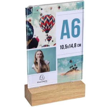 Présentoir avec socle en bois - Vertical - A6 - Cristal : EXACOMPTA Office image
