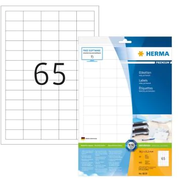 Étiquettes adhésives blanches - Multi-usages - 38,1 x 21,2 mm Herma 8629