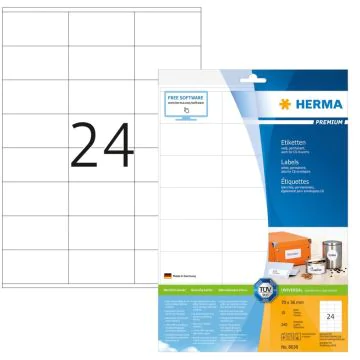 Étiquettes adhésives blanches - Multi-usages - 70,0 x 36,0 mm Herma 8638