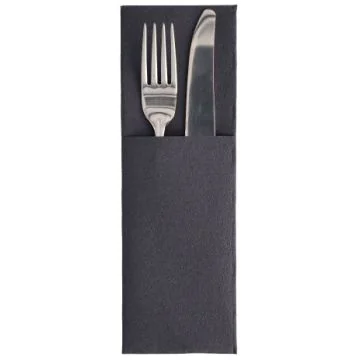 Pochette Serviette à couverts - Noir PAP STAR  Royal Lot de 50