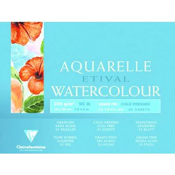 Bloc aquarelle - 180 x 240 mm - 200 g/m2 - Lot de 2 : CLAIREFONTAINE Etival Watercolour image