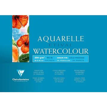 Bloc aquarelle - 300 x 400 mm - 200 g/m2 - Lot de 2 : CLAIREFONTAINE Etival Watercolour image