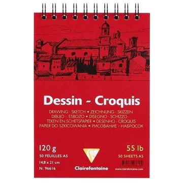 Bloc de 50 feuilles de papier à dessin A5 CLAIREFONTAINE
