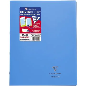 CLAIREFONTAINE : Cahier Séyès 96 pages - 240 x 320 mm - KOVERBOOK Bleu Modèle