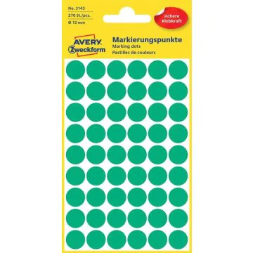 AVERY Lot de 270 pastilles adhésives 12 mm - Vert