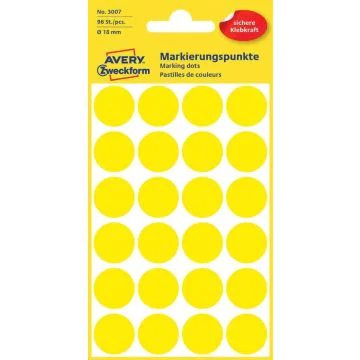 AVERY Lot de 96 pastilles adhésives 18 mm - Jaune