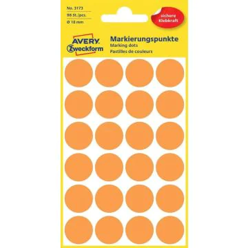 AVERY Pastilles adhésives 18 mm - Orange fluo