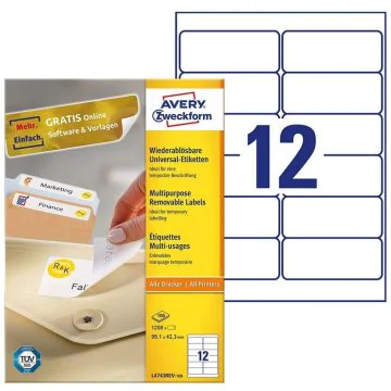 AVERY Étiquettes amovibles 99,1 x 42,3 mm L4743REV-100
