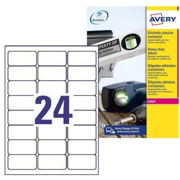 Photo Étiquettes résistantes aux intempéries - 63,5 x 33,9 mm AVERY L4773-20