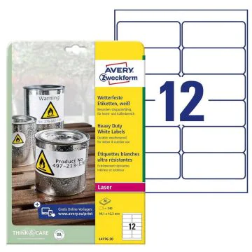 photo Étiquettes résistantes aux intempéries - 99,1 x 42,3 mm AVERY L4776-20