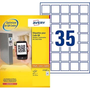 AVERY Étiquettes pour codes QR 35 x 35 mm L7120-25 Blanc