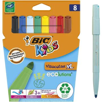 BIC : Lot de 8 feutres Visacolor XL - Assortiment Visuel