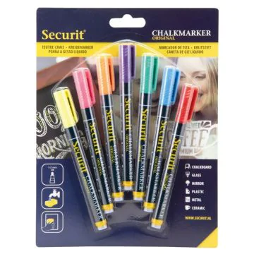 Feutre à craie liquide 1 - 2 mm - Assortiment : SECURIT Lot de 7 Image