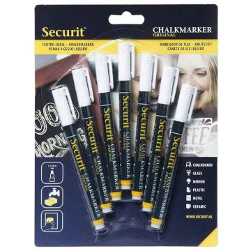 Feutre à craie liquide 1 - 2 mm - Blanc : SECURIT Lot de 7 Image