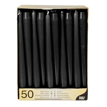 Bougie chandelier Noir 25 cm PAP STAR Lot de 50