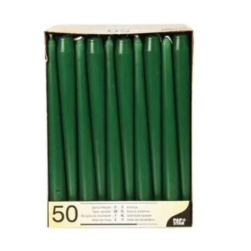 Bougie chandelier - Vert Foncé 25 cm : PAP STAR Lot de 50 image