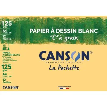 Papier à dessin Blanc C à grain 125 g - A4 CANSON Lot de 12