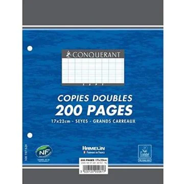 Lot de 200 pages - Copies doubles perforées Grands carreaux - 170 x 220 mm : CONQUERANT SEPT Visuel