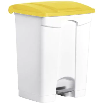 HELIT H2402218 Poubelle à pédale avec couvercle - 70 litres - Blanc/Jaune
