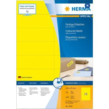 4256 HERMA : Étiquettes adhésives - Multi-usages - 105,0 x 37,0 mm - Jaune