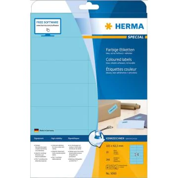 5060 HERMA  Étiquettes adhésives - Multi-usages - 105,0 x 42,3 mm. - Bleu