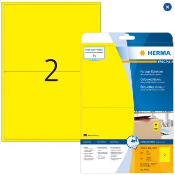 4496 HERMA  Étiquettes adhésives - Multi-usages - 199,5 x 143,5 mm. - Jaune