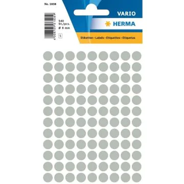 HERMA : Lot de 540 étiquettes adhésives rondes - 8,0  mm - Gris